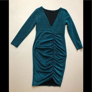 Blue sparkle Boohoo maternity dress. Size 10